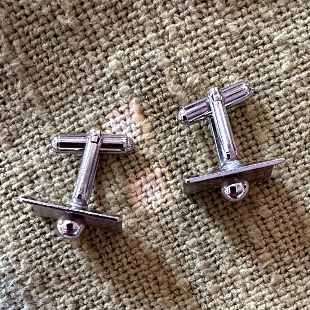 Silver Rectangular Men’s Cufflinks with Polished … - image 3